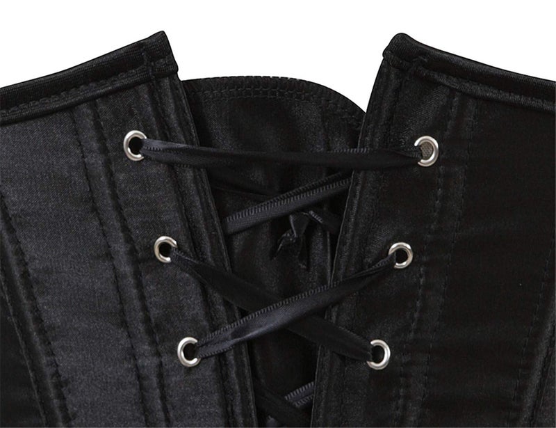 Kranchungel Women's Vintage Satin Underbust Corset Bustier Waist Cincher Bodyshaper X-Large Black - Image 5